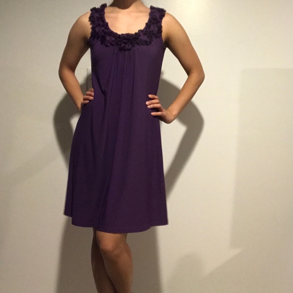 Espresso Purple Rose Collar Cocktail Dress